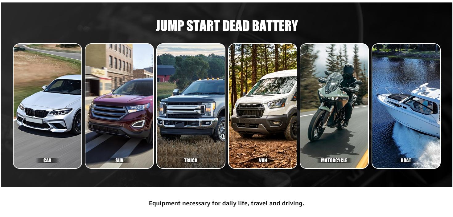 DNA MOTORING ‎12V 2000A Multi-function Portable Car Battery Jump Starter for Up to 8.0L Gas & 6.3L Diesel Engine, With Carry Case