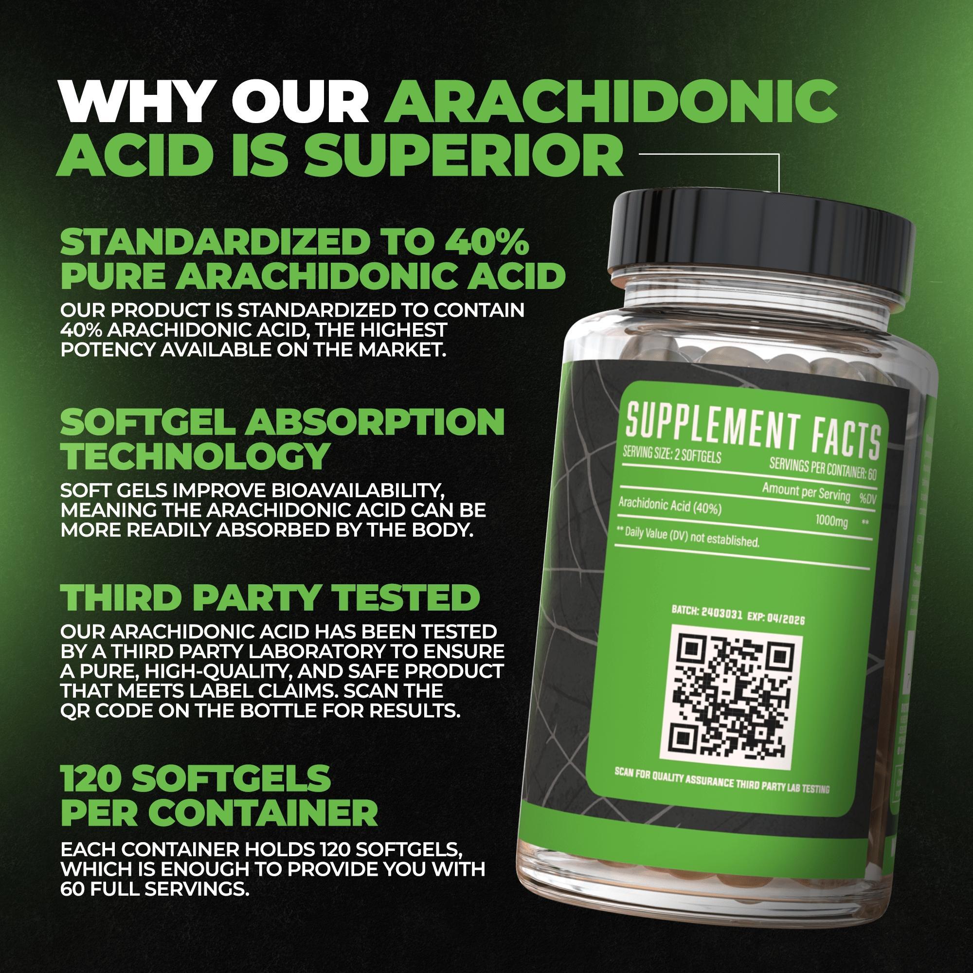Arachidone, Arachidonic Acid Supplement, Promotes Lean Mass & Increased Strength, Highest Dosed with 1500mg Per Serving