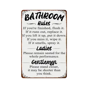 Funny Bathroom Rules Signs Metal Aluminum Tin Sign, Please Flush Toilet Sign For Door, Stand Closer Its Shorter Than You Think Signs Guest Bathroom Black Wall Decor Humour Warning Signs Adult Home Decor 12×8 Inch