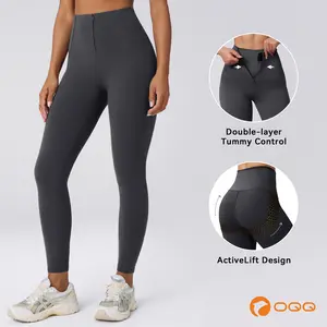 OQQ Women's High Waisted Shapewear Tummy Control Legging with Hook Invisible Zipper Closure Natural Butt Lift Effect Bottom Compression Seamless