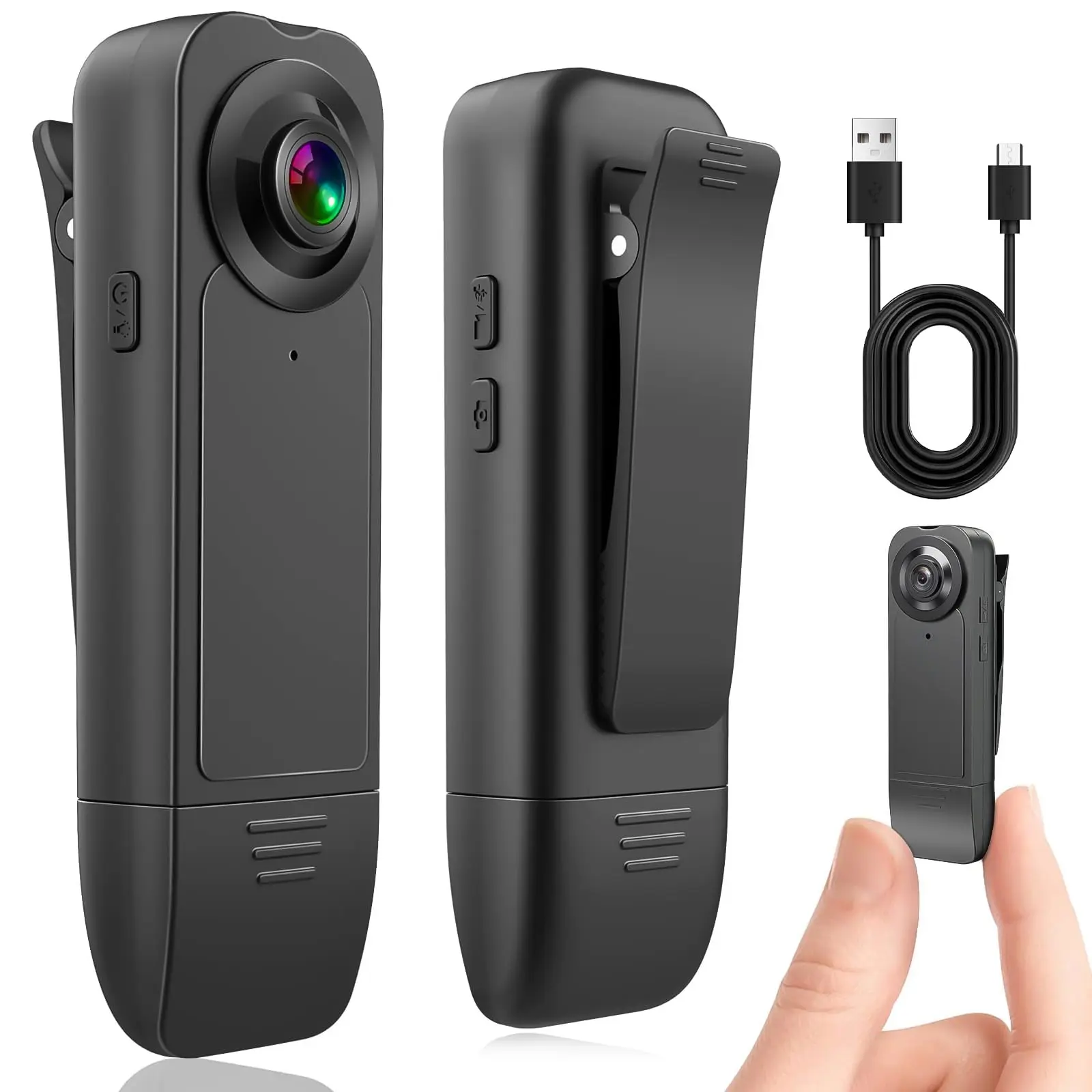 Mini Portable Body Camera Device - 1080P HD Lens, Night Vision, Motion Detection, Rechargeable Charging Support, Recording Function, Wearable Camcorder for Law Enforcement (SD Card Not Included)