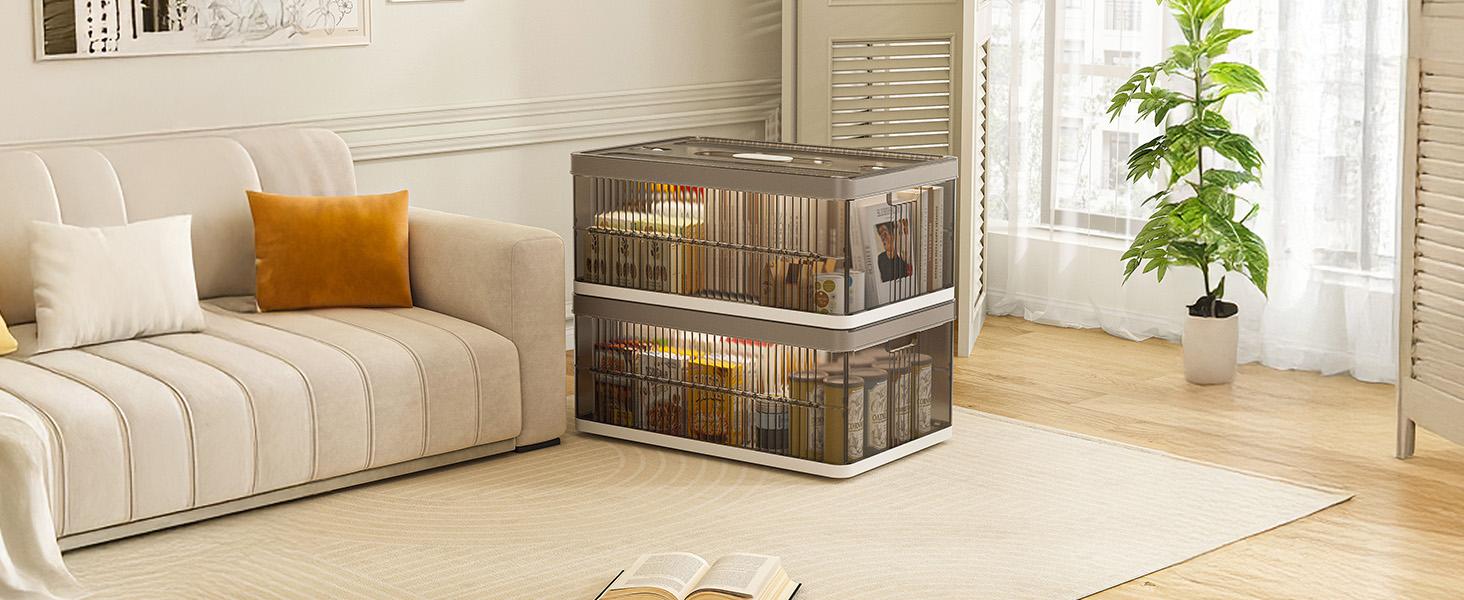 【Clearance】RaybeeFurniture 1/2/3/4/5/6 Pack Transparent Plastic Storage Bins with A Lid, Stackable Storage Containers for Clothes, Makeup, Folding Storage Boxes for Bathroom, Closet Organizers&Storage Bins for Bedroom, Living Room, Office, Dorm, Kitchen 【Clearance】RaybeeFurniture 1/2/3/4/5/6 Pack Transparent Plastic Storage Bins with A Lid, Stackable Storage Containers for Clothes, Makeup, Folding Storage Boxes for Bathroom, Closet Organizers&Storage Bins for Bedroom, Living Room, Office, Dorm, Kitchen
