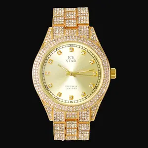MaxBling81 Men's Luxury Waterproof Iced Analog Watch - Bling Simulated Diamond Round Bracelet, Hip-Hop Vibe Casual Dress Wristwatch