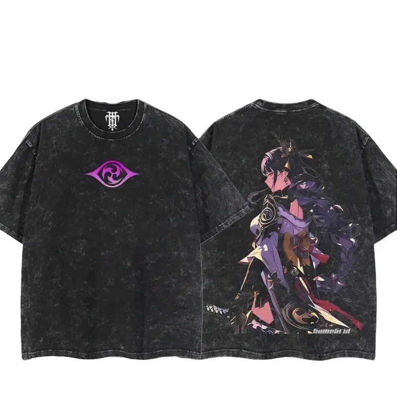 raiden genshin impact v4 Comfort T-shirt, Double-Sided Graphic Tee, Unisex Casual Comfort T-shirt, Soft Wearable Gift, Game Lovers Graphic Tee, Vintage game Streetwear for Daily Fit, Soullive Gamer, Everyday wear,Y2K
