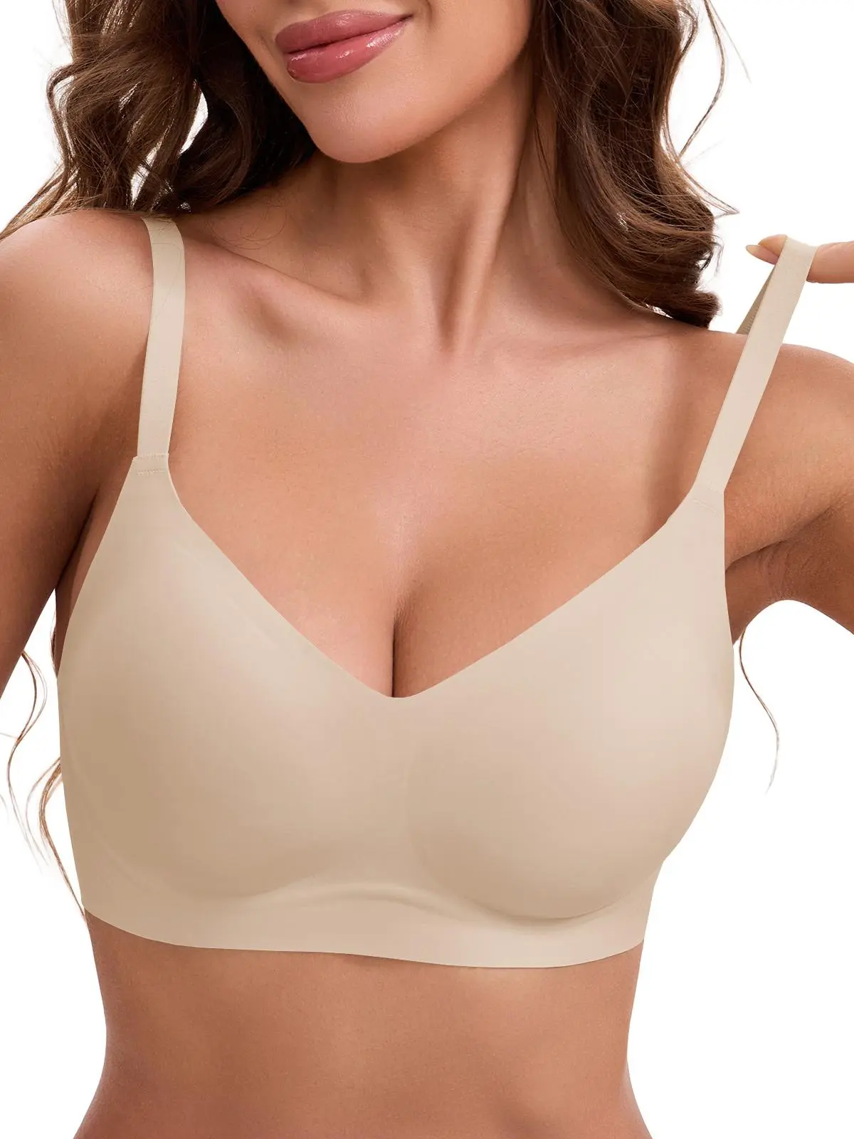 Imily Bela Womens Comfortable Wireless Bras Push Up Bralettes Seamless Tshirts Bras Deep V Everyday Bras