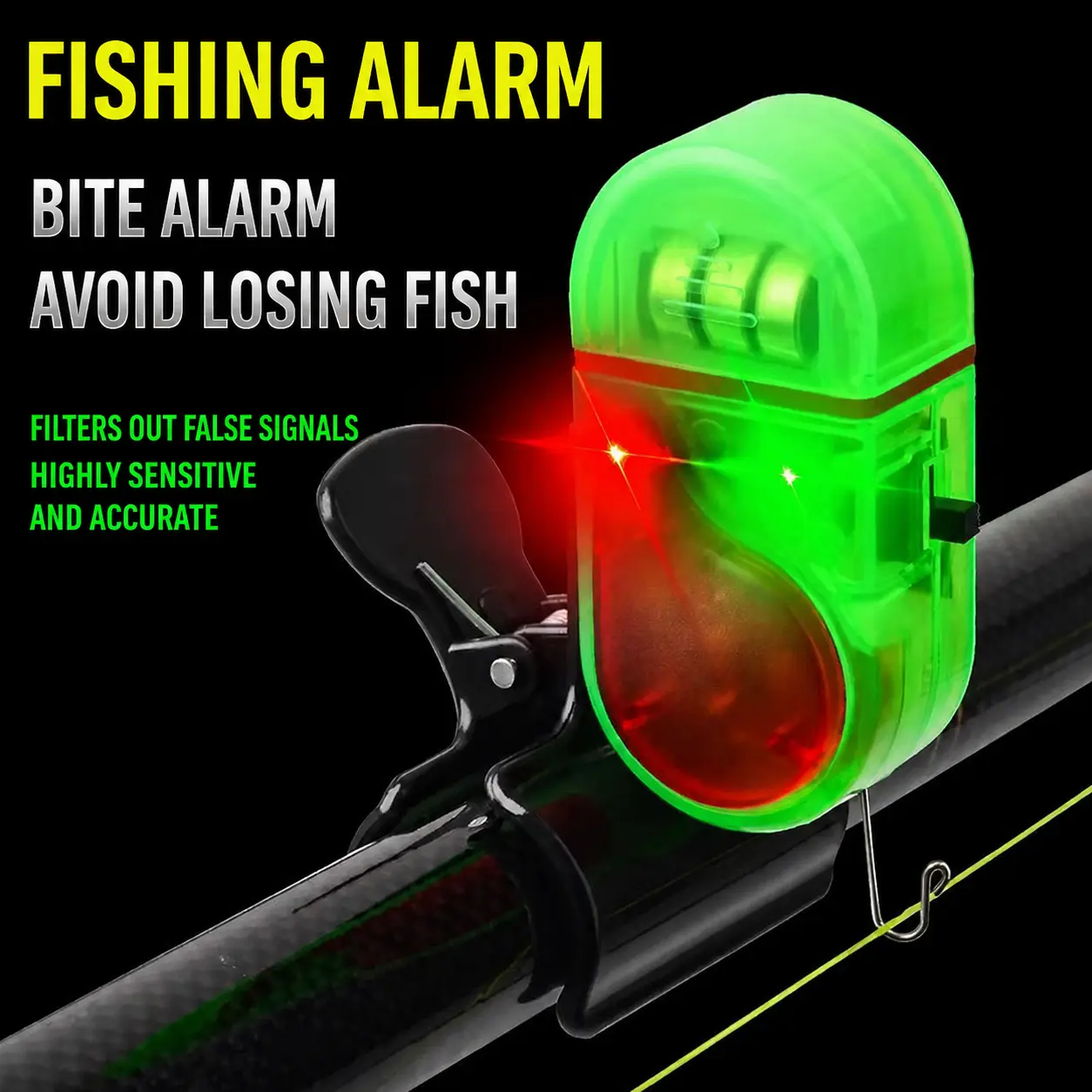 2/4 PCS Fishing Bite Alarm with LED Light, 2026 New Sensitive Smart Electronic Fishing Bells for Rods, Fish Bite Alarm Sound Alert Bell, Clip-On Electronic Fishing Alarms Bite Alarms for Fishing