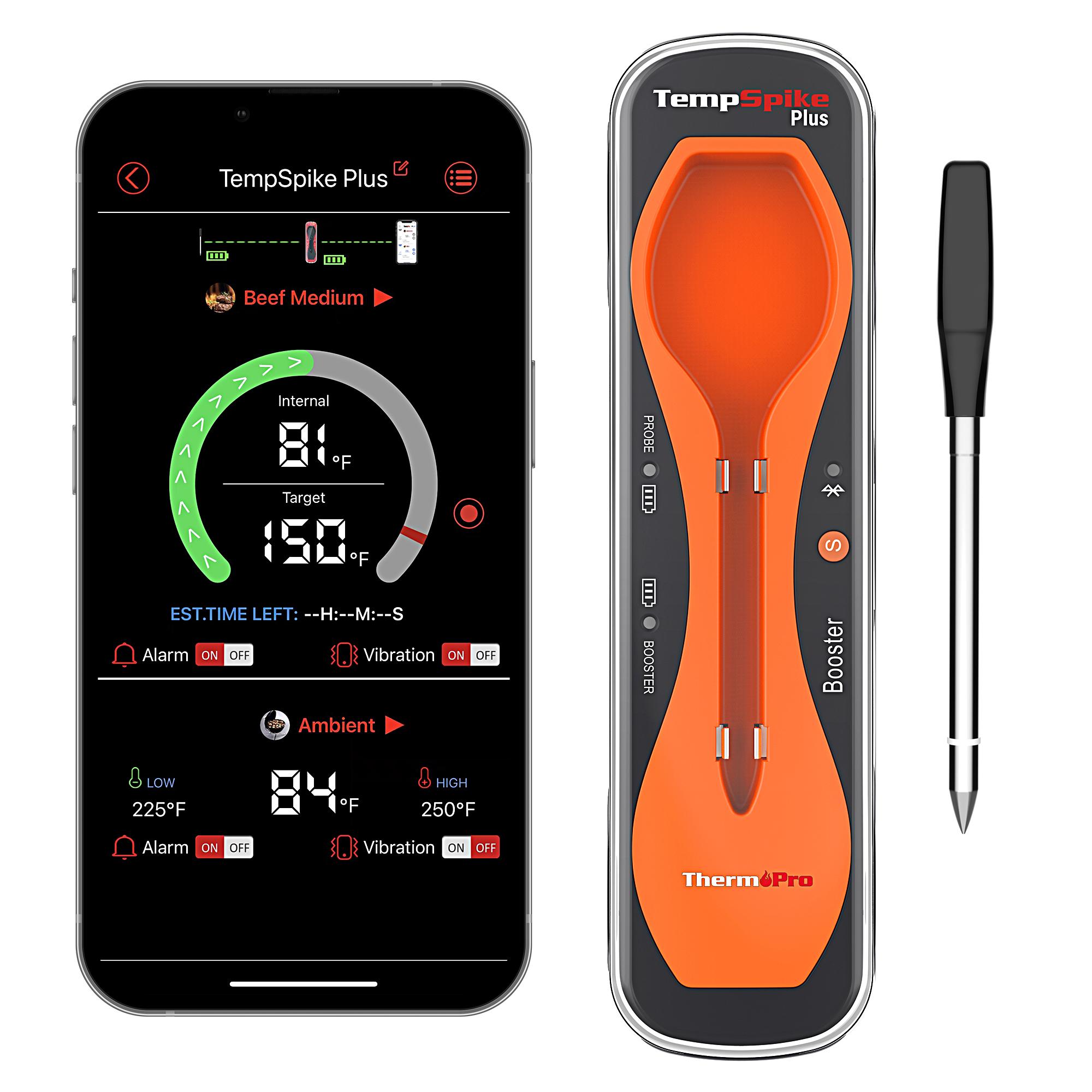 TempSpike Plus Wireless Digital Meat Thermometer - 600ft Bluetooth 5.2 Range, Color-Coded Probes for Kitchen Cooking (Kitchenware, Kitchen Utensils & Gadgets), Wireless Meat Thermometer
