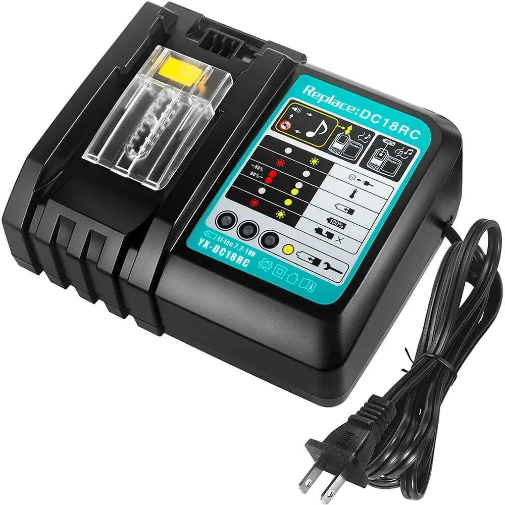 18V 3A Rapid Lithium Battery Charger for Makita 7.2V-18V LXT Lithium Batteries, 110v-240v Input for Worldwide Use, LED Status Flash, Overheat Protection