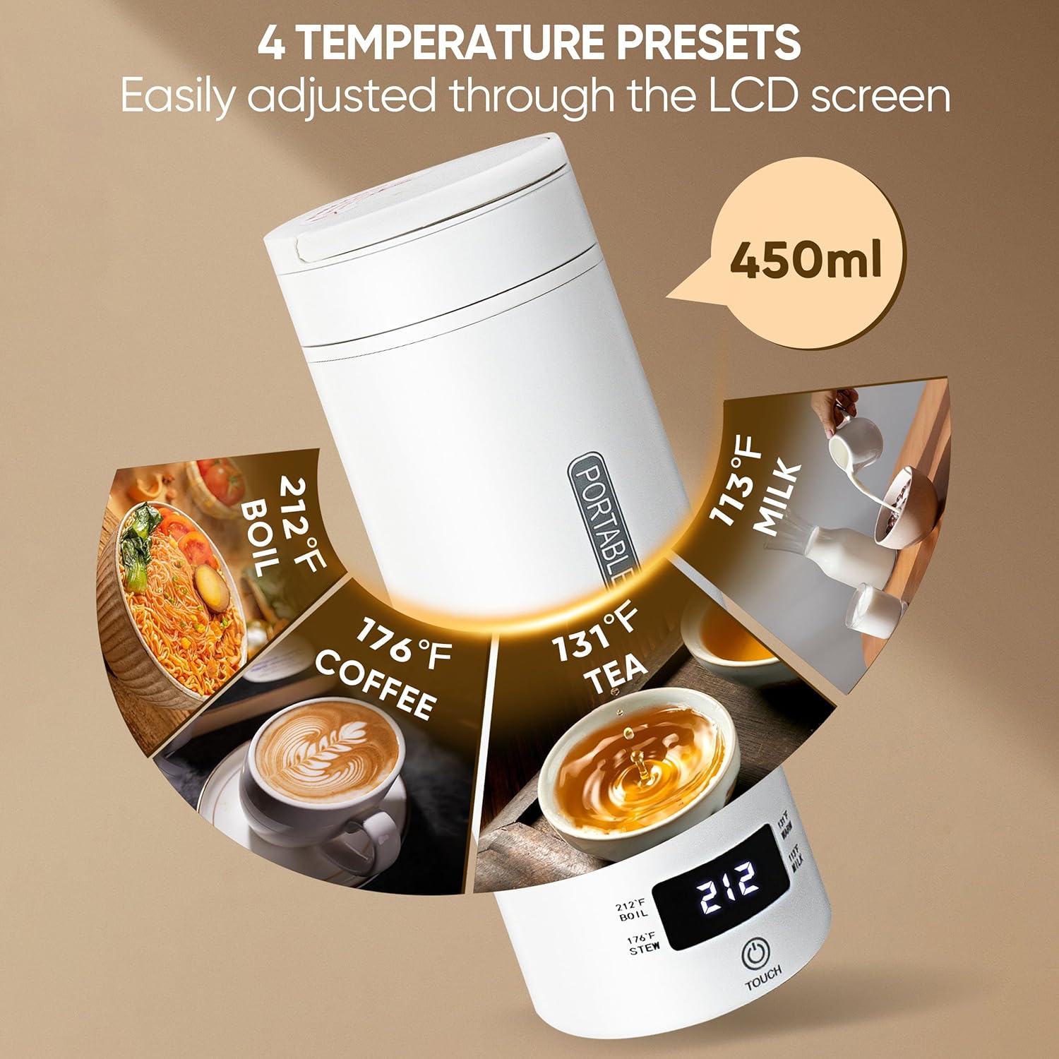 Portable Electric Kettle, Travel Electric Kettle, Water Heater with 4 Temperature Controls, Mini Tea Coffee Kettle, Thermostatic Kettle, Household Appliances for Home Kitchen