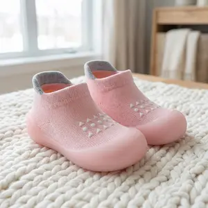 Baby Knit Sock Shoes TPE Non-Slip Sole Infant Cozy Slippers Newborn Crib Shoes for 0-36 Months Boys Girls Toddlers Indoor Outdoor Lightweight Breathable First Walker Shoes From Crawling to Walking with Ultimate Flexibility