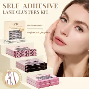 Lashterally Self-Adhesive Lash Clusters Kit | No Glue Needed, Easy Press-On & Removal, Salon-Quality Results, Individual Lash Clusters, 24+ Hour Hold, Beginner Friendly, 10mm/12mm/14mm, 72/90/110/120 Pc
