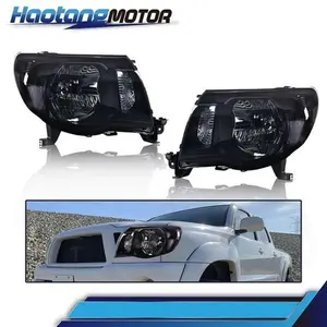 CROSSDESIGN Smoked Headlights Headlamps Left&Right Side Fit For 2005-2011 Toyota Tacoma Pair