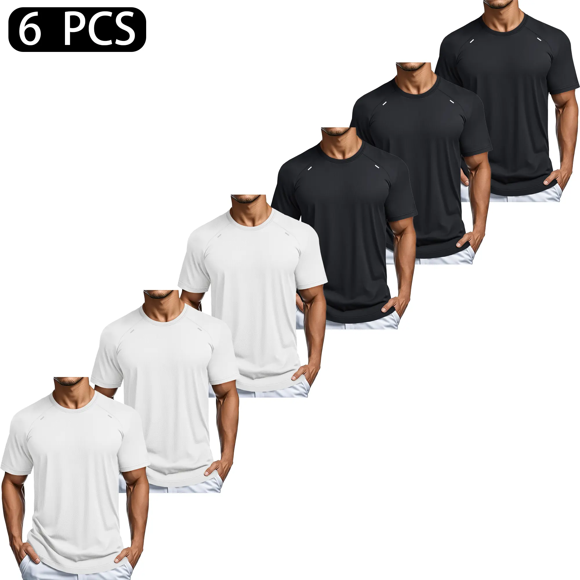 MAGCOMSEN Men's Fitted Mesh Short Sleeve Dry-Fit Shirts - 1/3/6 Pack, Quick Dry, Sweat-Wicking, Lightweight Male Clothing for Workout, Fathersday Gift, M, Athleisure Tops That Keep You Fresh