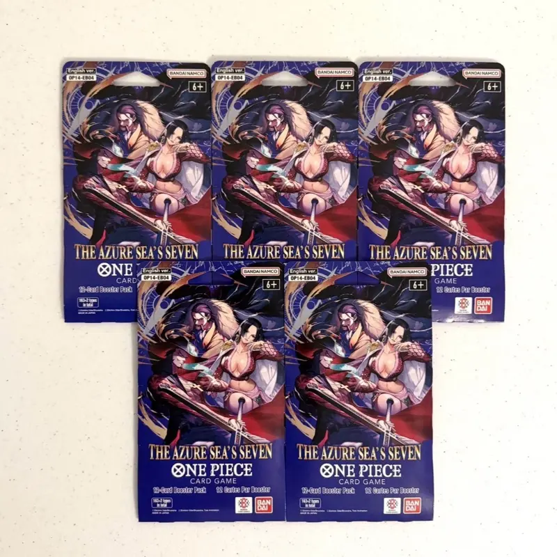 5-Pack OP14 The Azure Sea's 7 Sleeved Booster Packs, New Unopened TCG Accessories for Card Collectibles & Collectible Trading Cards