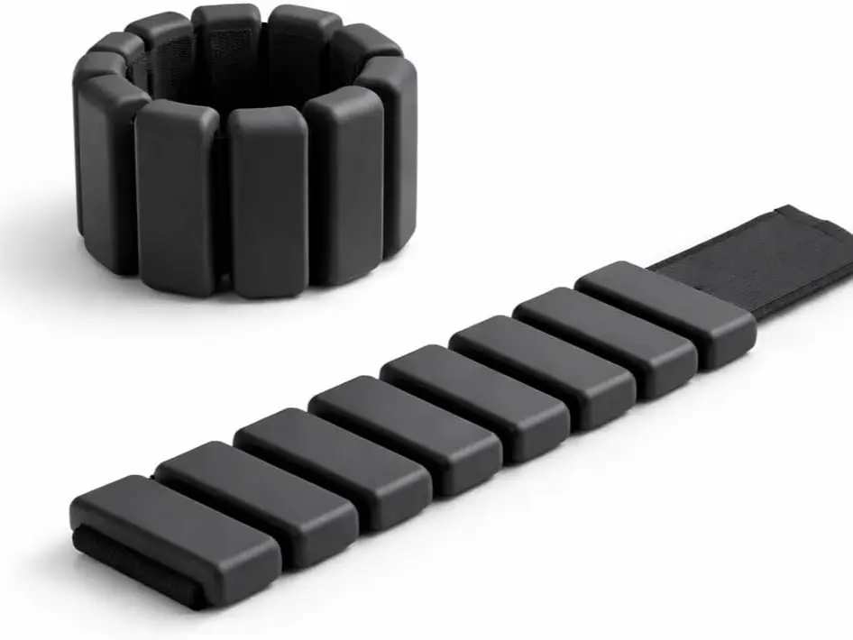 Adjustable Wrist & Ankle Weights for Women – Wearable Fitness Bracelets for Pilates, Yoga, Walking & Home Workout – Soft Silicone Weighted Bangles (Black)