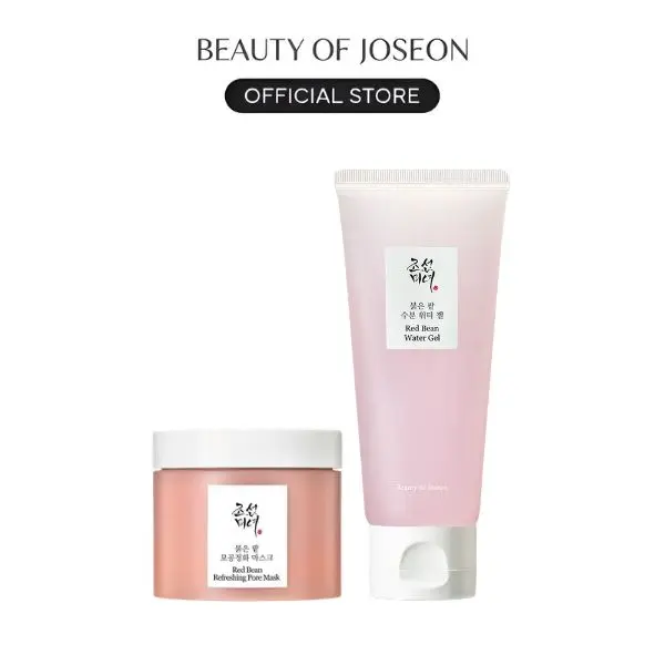 [Beauty of Joseon Official] Red Bean Pore & Hydrate Duo (Red Bean Mud Mask + Gel Moisturizer) | Oil Control Moisturizing Set, Gentle Exfoliatant, Deep Clean Pores, Hydrating, Mattifying