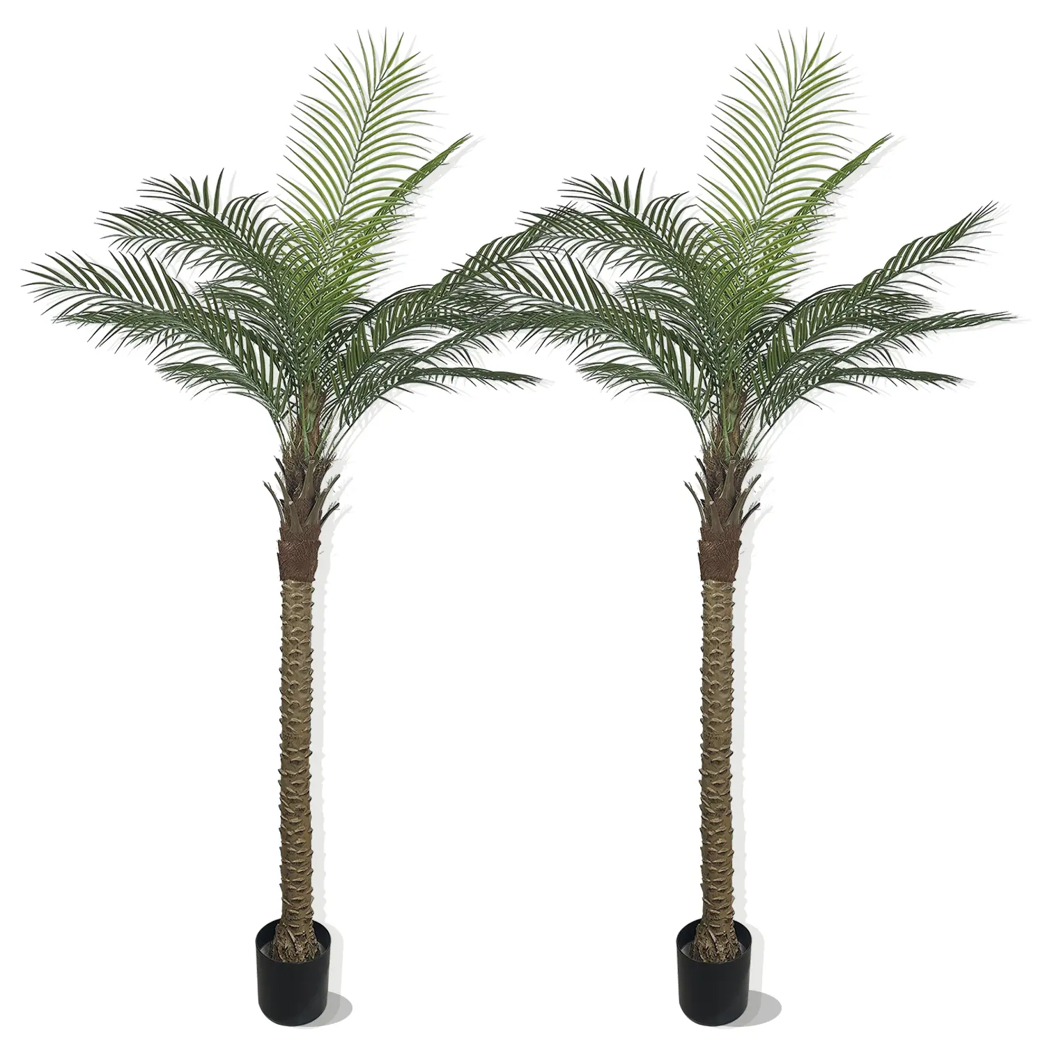 2-Piece Set of 8ft Synthetic Fake Palm Plants, Leaf Drop Resistant Artificial Simulation Plants for Home Decor, Tropical Interior Accent, Garage Use (Black Friday Pick), Fake Palm Plant, Two Piece Set