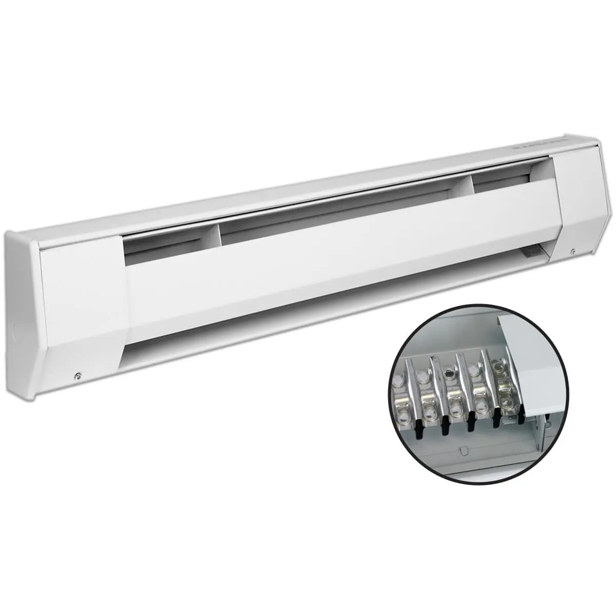 King Electric 3K2405BW 3 ft. 277-240V 750-570W Electric Baseboard Heater, White