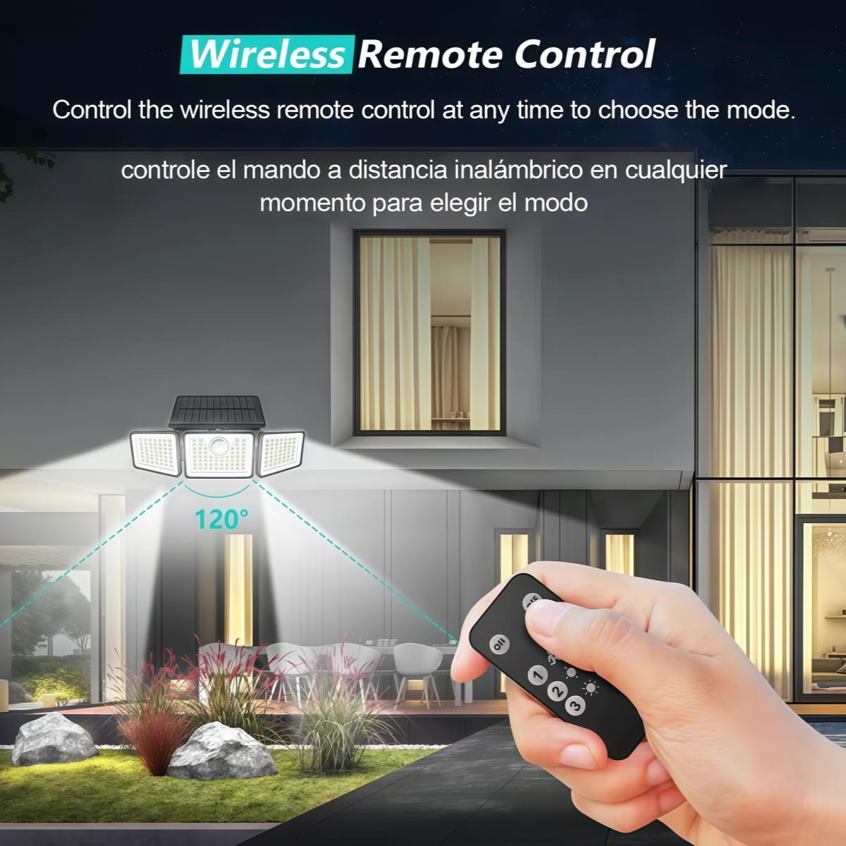 2 Packs LED Motion Sensor Solar Lights Outdoor IP65 Waterproof with 3-Head Security Lights 2500-Lumen Floodlights Spotlights 270° Wide-Angle Lighting for Patios Garages and Gardens 2 Packs LED Motion Sensor Solar Lights Outdoor IP65 Waterproof with 3-Head Security Lights 2500-Lumen Floodlights Spotlights 270° Wide-Angle Lighting for Patios Garages and Gardens