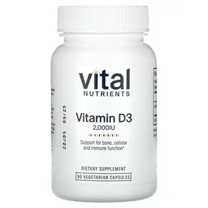 Vital Nutrients Vitamin D3, 2,000 IU, 90 Vegetarian Capsules