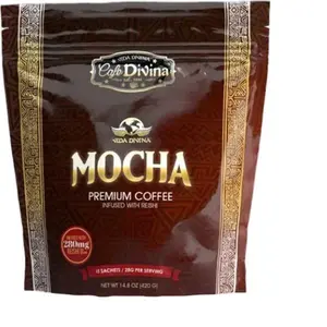 Mocha premium coffee infused with reishi -organic beverage Superfood Latte Flavor