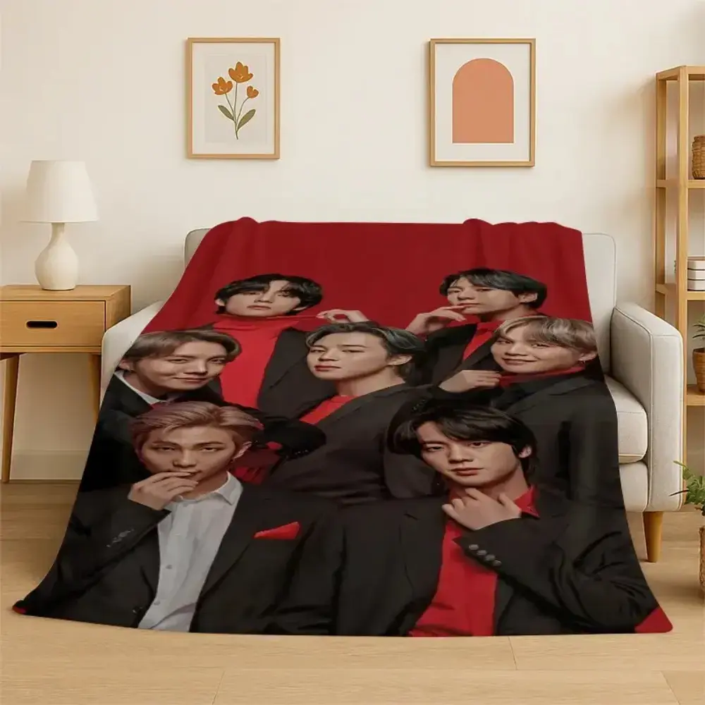 Boy Group Aesthetic Jin Singer Flannel Blanket Soft Warm Throw Blanket for Bedroom Living Room Bed Travel Camping Picnic Gift