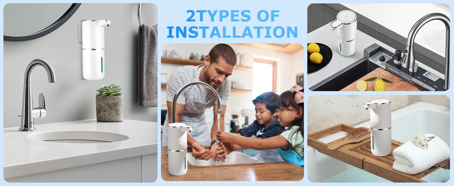 FEELSO Touchless Foaming Soap Dispenser - Smart, Auto-Dispensing, Self-Dispensing, Refillable, USB Rechargeable Electric Wall-Mounted, 4-Level Adjustable Leak-Proof Pump for Bathroom, Kitchen, Smart Soap Dispenser, Auto-Dispensing Soap Dispensers
