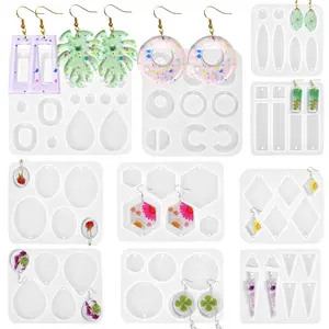10Pcs Resin Earring Mold,Silicone Resin Jewelry Molds Set for Epoxy Resin Dangle Pendant Molds for Women