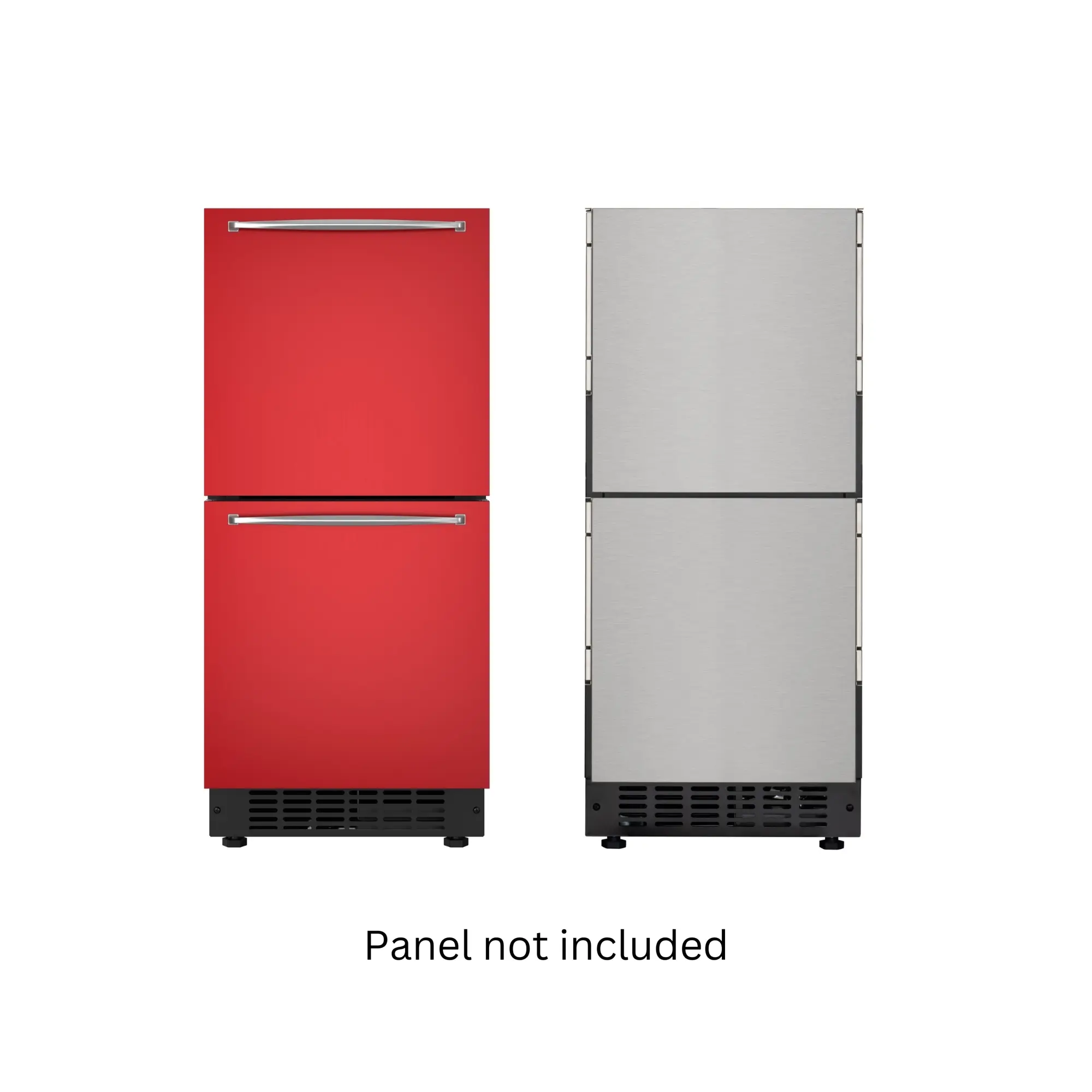 15 in. Panel-Ready Built-in Double Door Energy-Saver Mini Refrigerator (Compact Design, Customizable Panel-Ready), Frost-Free Undercounter Fridge with Digital Temp Control, Stainless-Steel Drawers, 36°F-43°F Range, 66-Can Capacity (KM-BIR2D15-PR), Mini Re