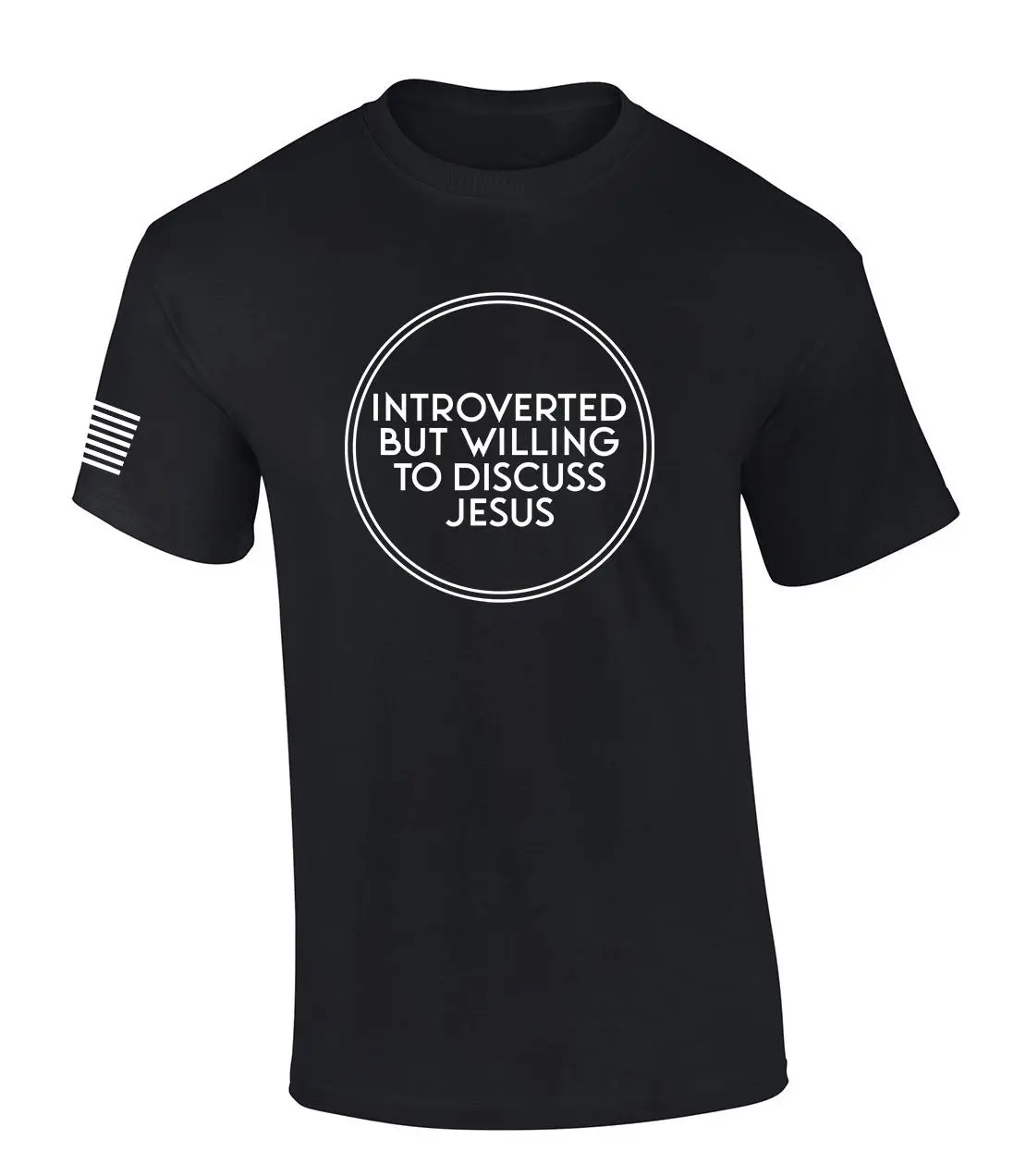 Introverted But Willing To Discuss Jesus Funny Bible Scripture Mens Christian Tshirt Cross Short Sleeve T-shirt Graphic Tee Classic Menswear