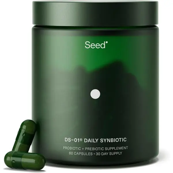 Seed DS-01 Daily Synbiotic - Prebiotic and Probiotic for Women & Men - Digestive Health, Gut Health, Immune Support, Bloating & Constipation Relief - Vegan & Shelf-Stable - 60 Capsules (30-Day Supply)