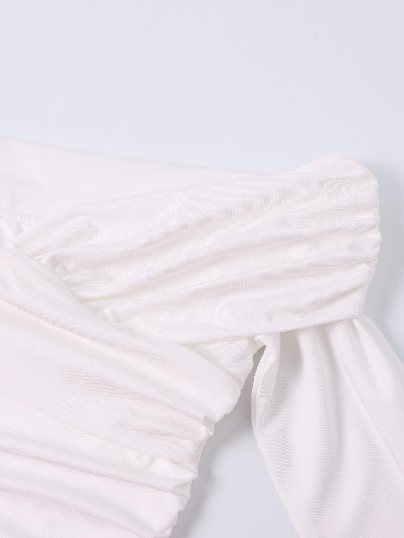 Off-Shoulder Backless Twist-Front Ruched Bell Sleeve Dress Fashionable Sweet Date Everyday Party Dress