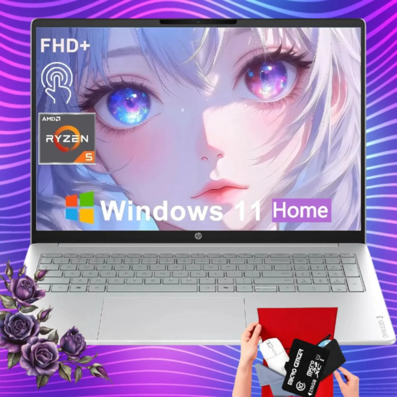 HP OmniBook 2-in-1 16in 2K IPS Touchscreen IPS Screen Laptop 2026 Edition, AMD Ryzen 5 40, Up to 8GB RAM, 512GB SSD, Radeon 610M Graphics, Built-in FHD Camera, Copilot AI, Windows 11 Home, d1523, for Business Users, Accessory Bundle
