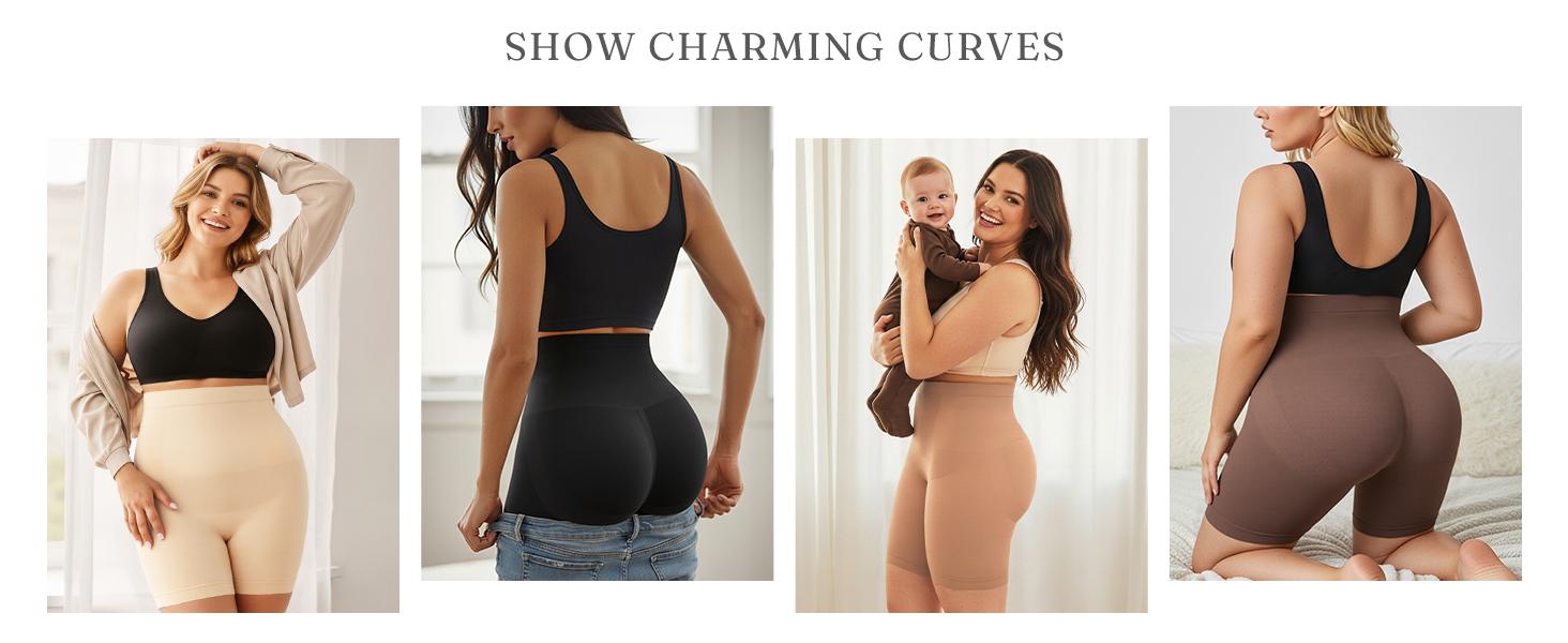 FeelinGirl Tummy Control Shapewear Shorts Shaper for Women High-Waisted Thigh Springtok Fit Everyday