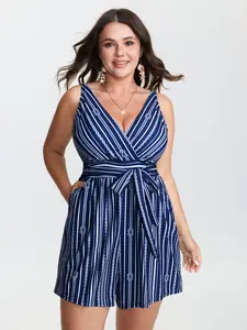 【Summer Turn-Up】【Tummy control】BlOOMCHIC Plus Size Nautical Stripes Side-Tie One-Piece Swimsuit [M-6X] 2026 Summer Pick for Mother's Day