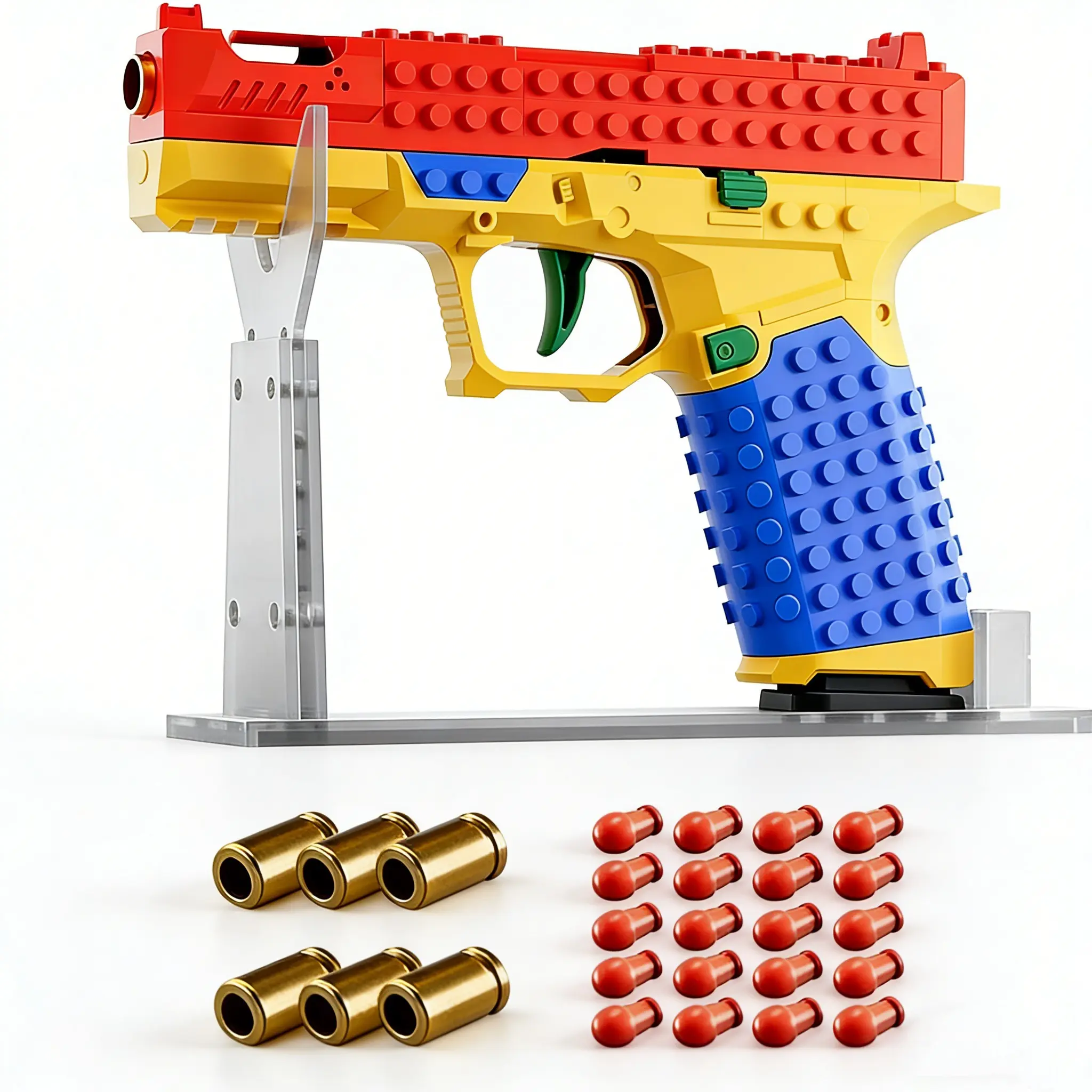 BAZORA SIG17 Building Block Foam Dart Launcher Blaster, Building Block Sets, DIY Strategy Play Gear, Mechanical Blasters & Toy Guns, Kids Outdoor Play Item, Ages 10+ Festival Gift