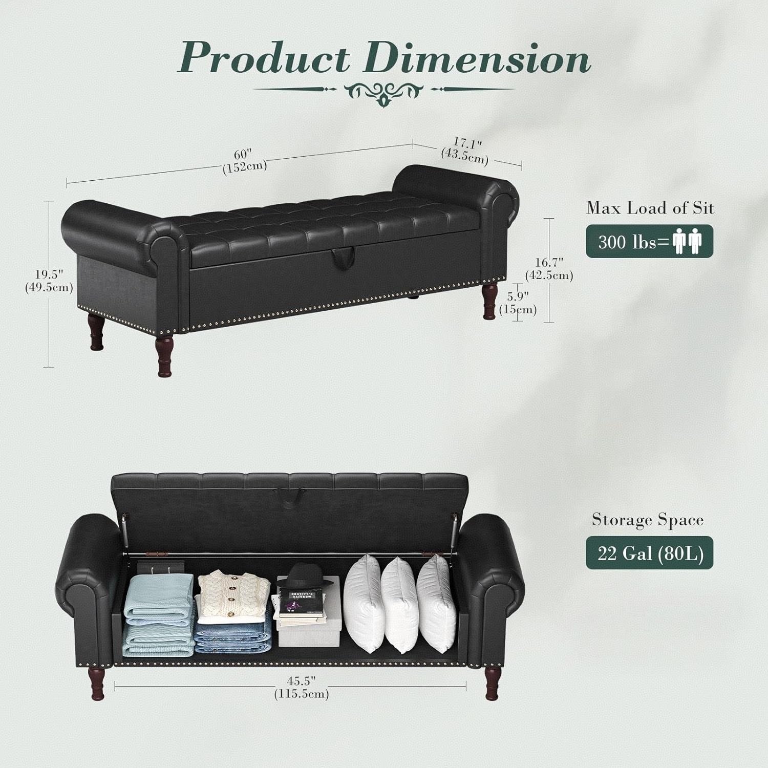 YOUDENOVA 60''/51'' Storage Ottoman Bench, Queen Size End of Bed Storage Bench, Upholstered Sitting Bench for Front Door Entrance,Bedroom,Dining Room, Entryway modern Spring Break YOUDENOVA 60''/51'' Storage Ottoman Bench, Queen Size End of Bed Storage Bench, Upholstered Sitting Bench for Front Door Entrance,Bedroom,Dining Room, Entryway modern Spring Break