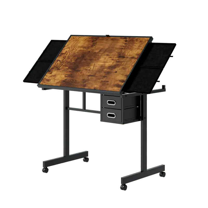 Durable Melamine Veneer Metal Puzzle Table Board for Adults, 1000-Piece Capacity, Portable with Non-Slip Handle, 4 Trays, 2 Felt Storage Drawers, 3kg, Ideal Birthday Gift for Puzzle Enthusiasts