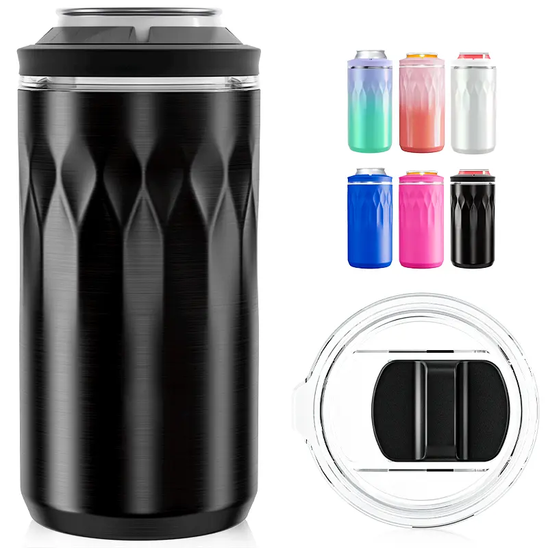 [Meoky] Slim Fit Vacuum Insulated Stainless Steel Can Cooler - Vacuum Seal, Portable, Fits Most Cans, 12-16oz Can Height Compatibility, 12H Long-Lasting Cold, for Camping, Campfire/BBQ Party, Kitchen & Bar Utensil