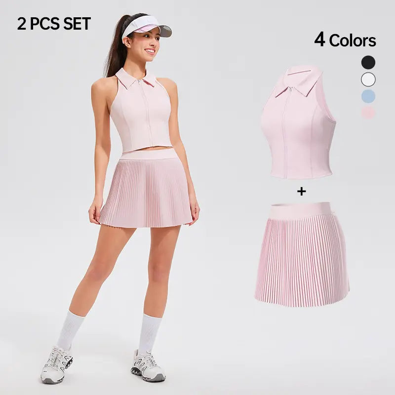 Women's 2-Piece SEY Pleated Tennis Skirt Set with Built-in Shorts, 2025 Comfortable Fitness Outfits, 2-Piece Set, Tennis & Golf Attire, Sports Workout Wear, Two Piece Set