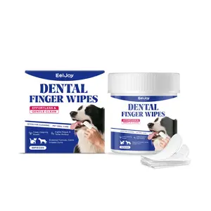 Pet Dental Finger Wipes,Teeth Cleaning Wipes For Dogs & Cats, Cats & Dogs Probiotic Teeth Wipes, Daily Oral Care For Plaque & Tartar Removal, Fresh Breath Support, 50 Count