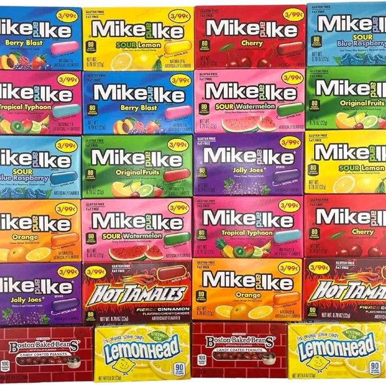 Mike and Ike Sweet Assorted Candy Variety Pack - 24 x 0.78 oz Boxes, 12 Flavors (2 Boxes Per Flavor) for Candy Lovers, Includes Jolly Joes, Sour Watermelon, Cherry, Berry Blast, Lemon, All-Year Pantry Snacks, 12-Month Freshness