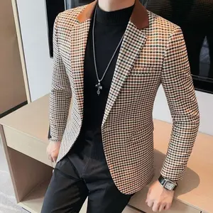 High-end Casual Blazer For Men's Slim And Handsome Versatile Suit baggy  prom Slim Fit Tuxedo Three-Piece Set Slim Casual Business Men's Suit Set couples  prom Slim Fit One-Button Suit Set