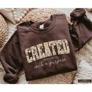 Jesus Sweatshirt Created With A Purpose, Floral Christian Sweater, Bible Verse Crewneck, Inspirational Faith Shirt