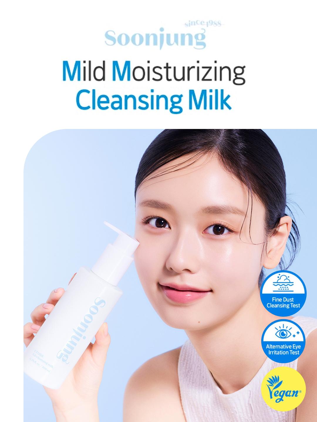 [ETUDE Official] Soonjung Cleansing Milk 6.8 fl oz (200ml) + 3.4 fl oz (100ml) Set | Gentle Hydration-Retaining Cleanse | Soothes Sensitive Skin | pH-Balanced Comfort