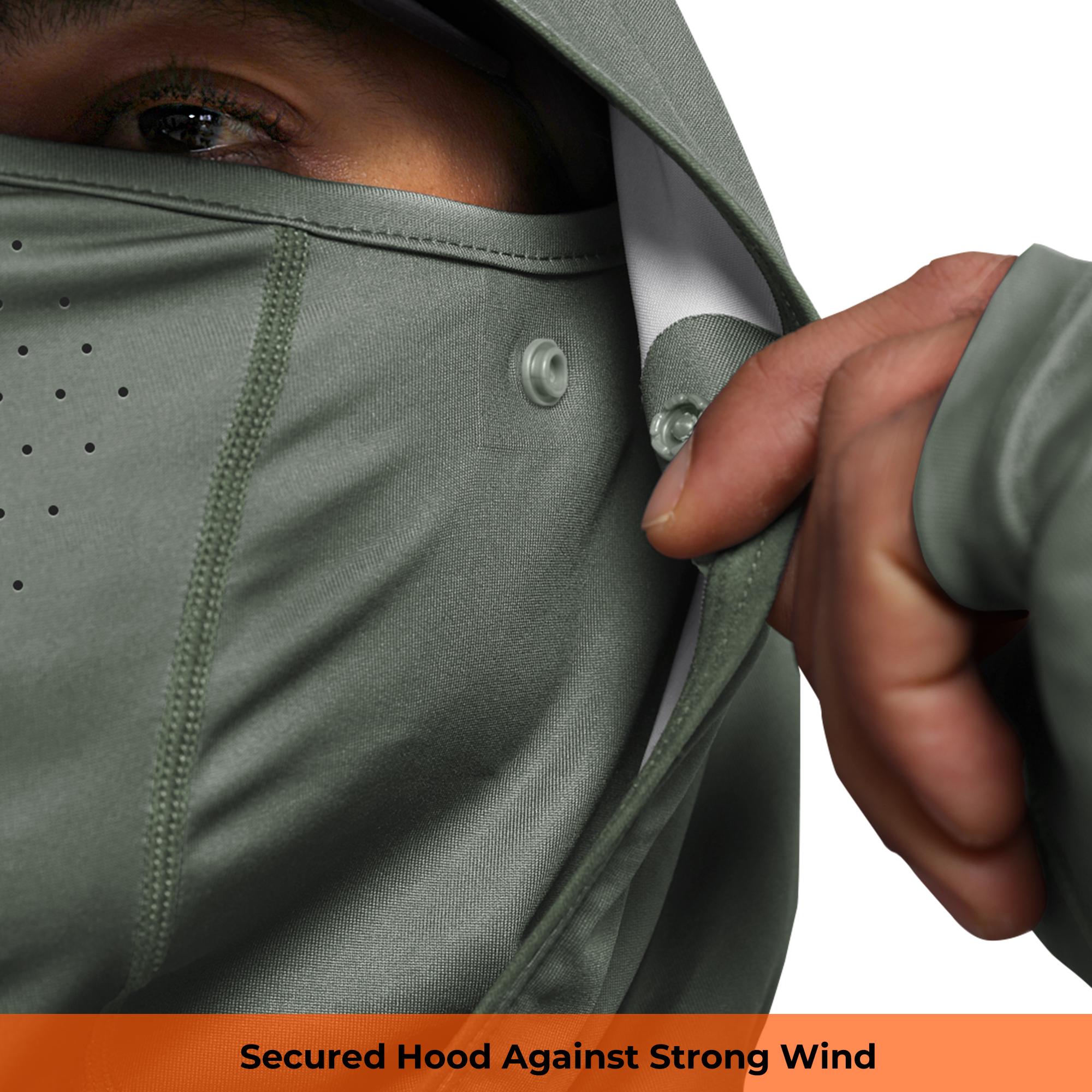 【RODEEL】936 Sun Hoodie Shirts w/ UV Detection Logo Mask Neck Gaiter Thumbhole Men UPF 100+ Sun Protection Long Sleeve Lightweight Quick Dry Moisture Wicking Breathable Cooling Athletic Activewear for Outdoor Sports Fishing Hiking Construction Roofing