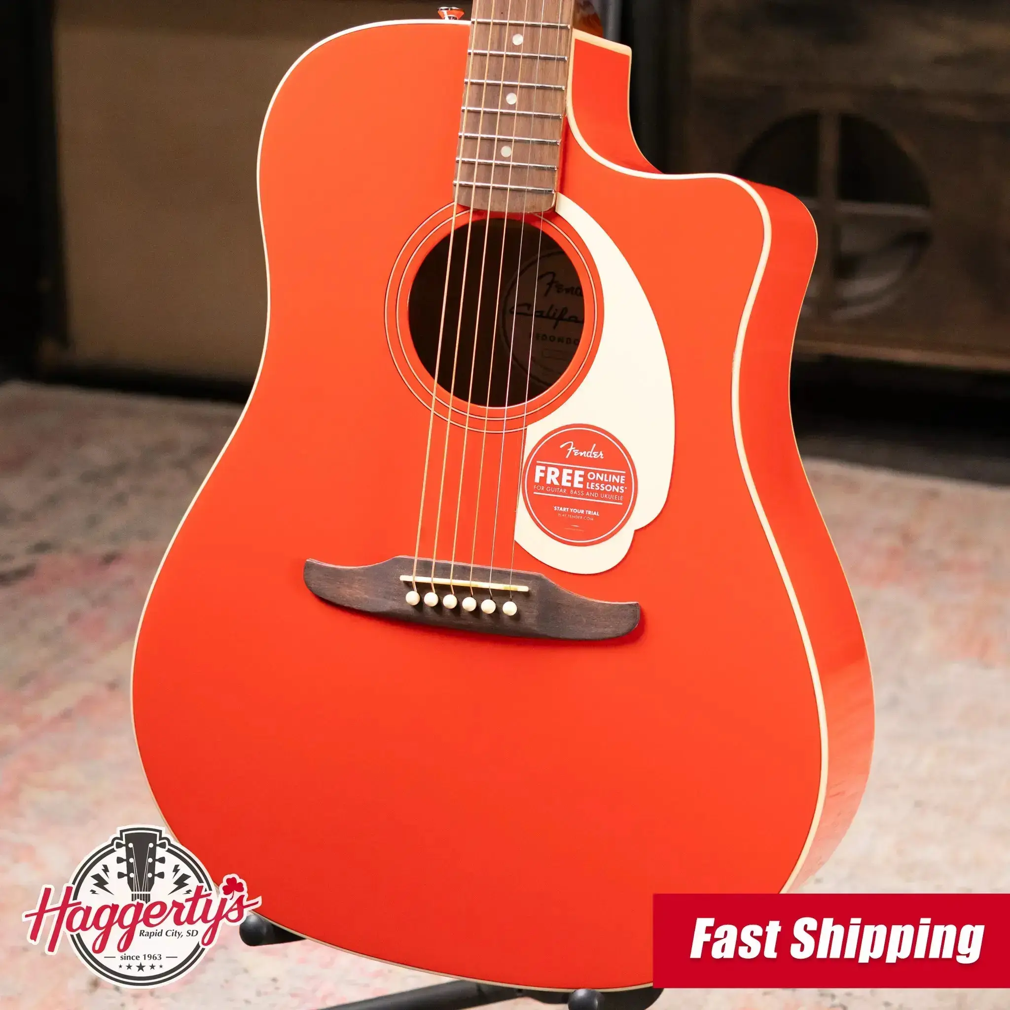 Fender California Standard Redondo CE Acoustic/Electric Guitar - Fiesta Red