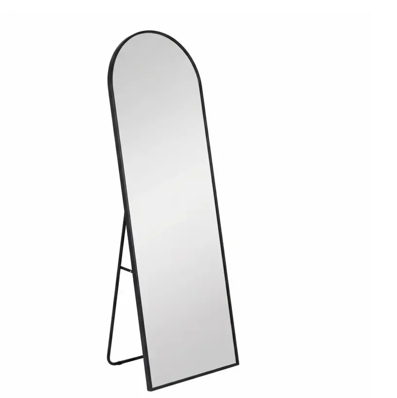 59"x16" Full Length Mirror Floor Standing, Anti-Rust Aluminum Frame, Arch, Black