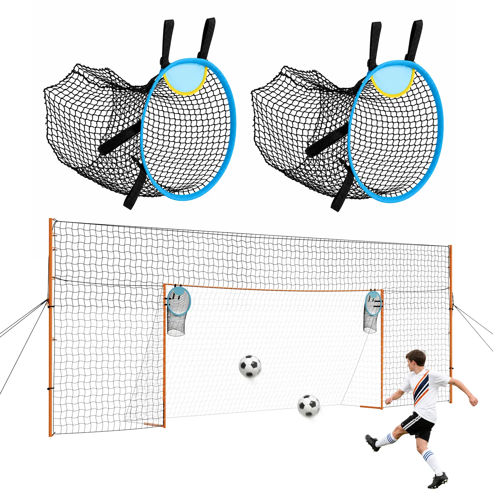 VEVOR 16x7 FT Soccer Goal, Iron Frame PE Net Soccer Goal with Durable Backstop, Target Net, Ground Stakes, Ropes for Youth, Backyard Playground, Outdoor Practice Training, Outdoor Sports