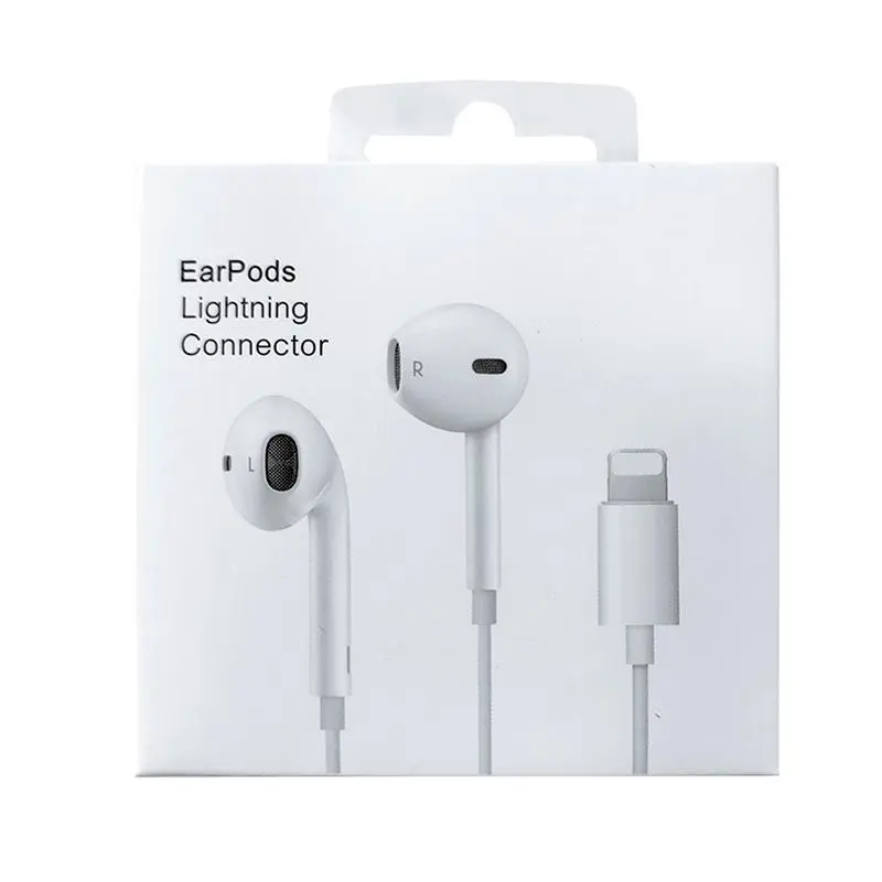 White iPhone Lightning Port Headphones with Built-in Microphone, Volume Control, Audio Functionality, Versatile for Daily Use